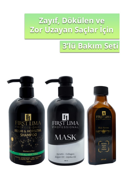 Dökülme Karşıtı Reishi & Horsetail Şampuan -Etkili Onarım Sağlayan Keratin  Krem -Işıltı Veren Saç Serumu