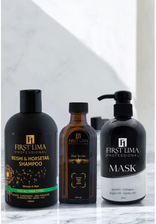 Dökülme Karşıtı Reishi & Horsetail Şampuan -Etkili Onarım Sağlayan Keratin  Krem -Işıltı Veren Saç Serumu