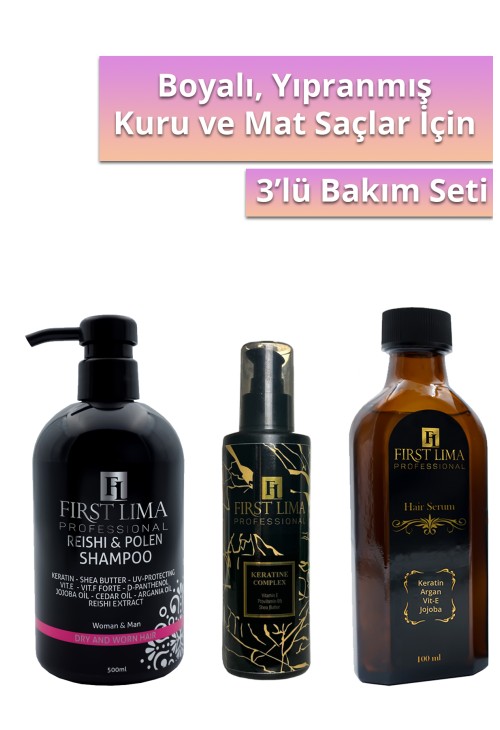 Yıpranmış Saçlar Için Keratin Bakım Seti Reishi & Polen Şampuan - Keratin Complex - Hair Serum