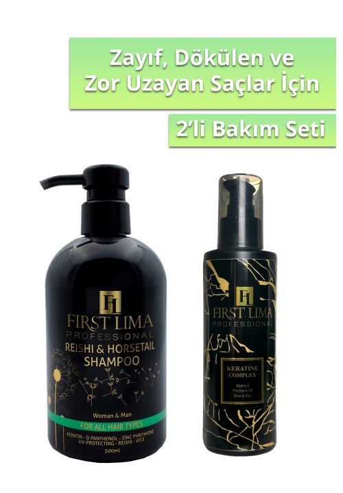 Geç Uzayan, Dökülen, Hacimsiz Ve Yıpranmış Saçlara Özel Şampuan & Keratin Bakım Kremi 