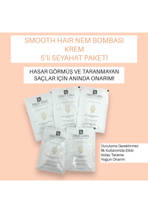 SMOOTH HAIR NEM BOMBASI KREM SEYAHAT PAKETİ KURU VE HASARLI SAÇLAR İÇİN ANINDA ONARIM 5*15 Ml